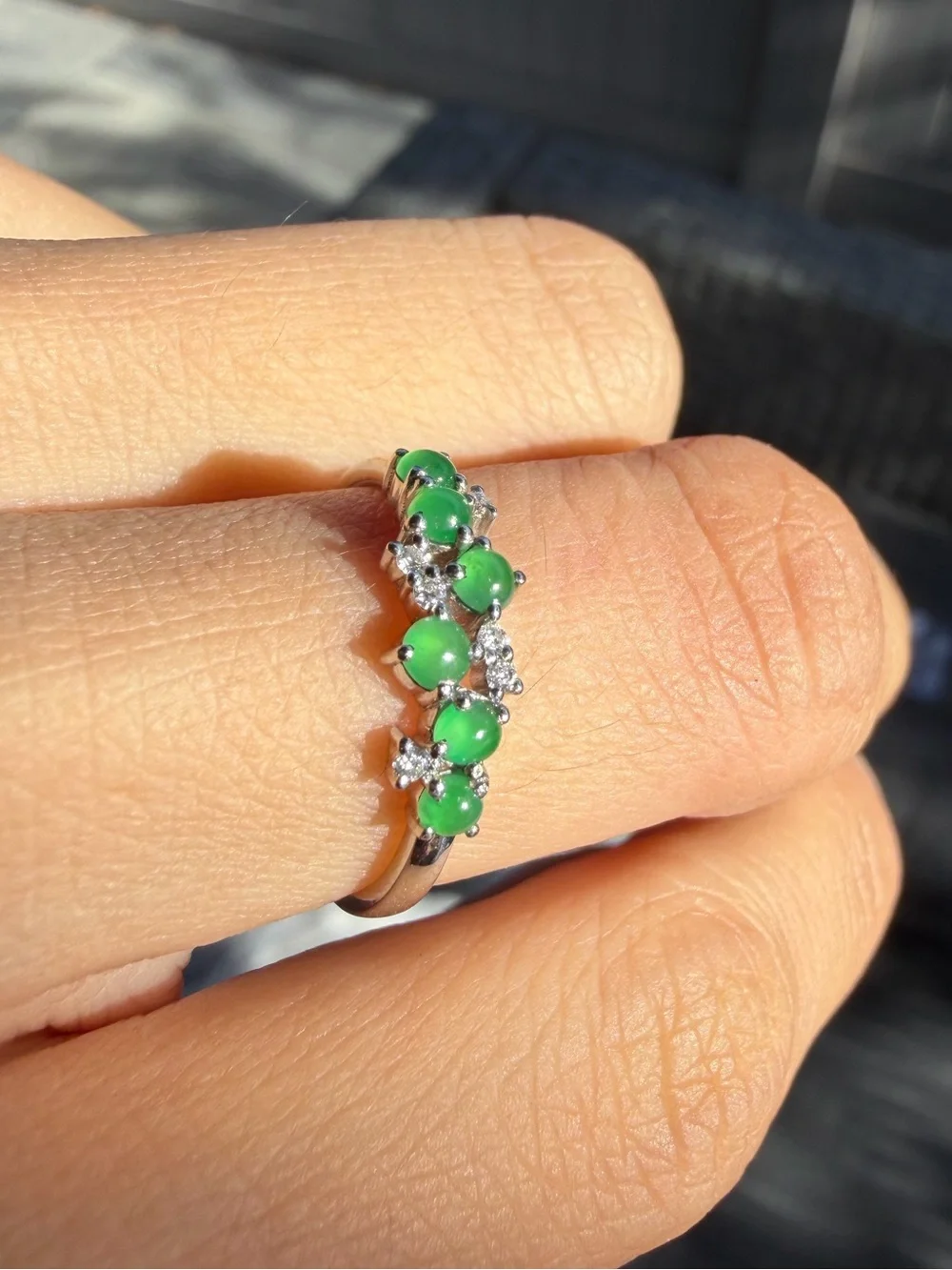 Certified New Natural Type A Burmese Icy Bright Green Jadeite Ring